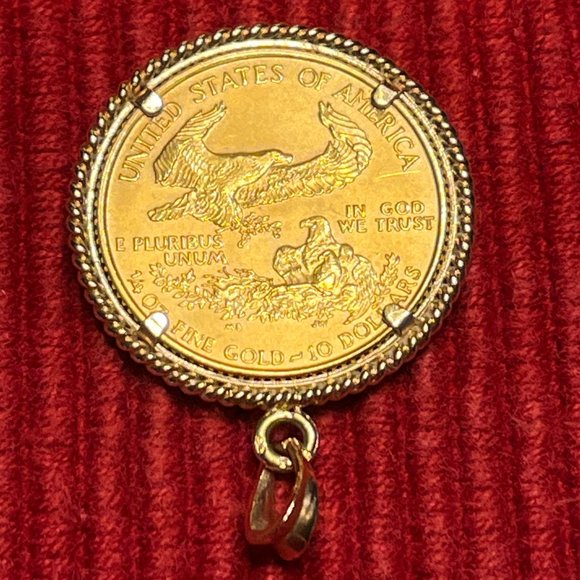1994 Liberty/American Eagle 1/4 oz 22KT Gold Coin in 14KT YG Pendant - Picture 2 of 9